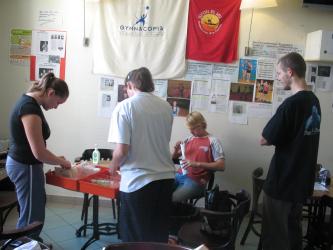 poetsploeg in actie