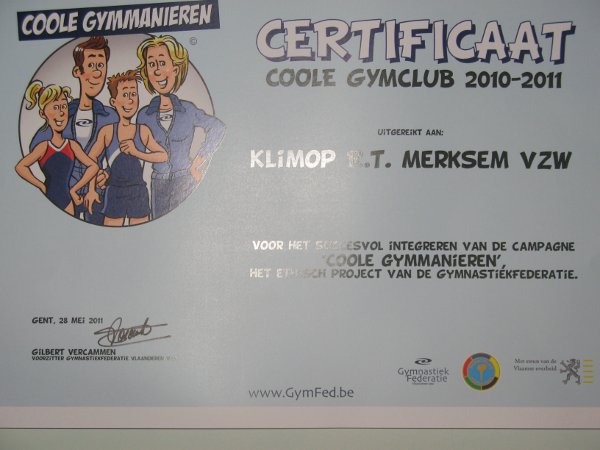 Certificaat Coole Gymmanieren