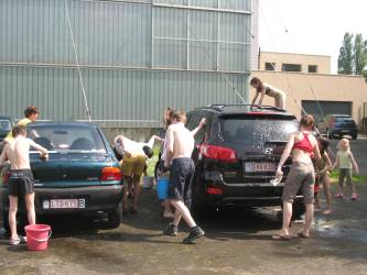 Carwashploeg in actie